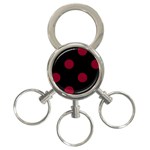 Polka Dots - Burgundy Red on Black 3-Ring Key Chain