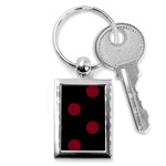 Polka Dots - Burgundy Red on Black Key Chain (Rectangle)