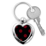 Polka Dots - Burgundy Red on Black Key Chain (Heart)