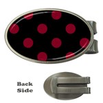 Polka Dots - Burgundy Red on Black Money Clip (Oval)