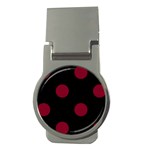 Polka Dots - Burgundy Red on Black Money Clip (Round)