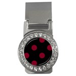 Polka Dots - Burgundy Red on Black Money Clip (CZ)