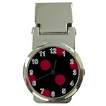 Polka Dots - Burgundy Red on Black Money Clip Watch