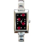 Polka Dots - Burgundy Red on Black Rectangle Italian Charm Watch