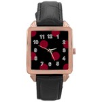 Polka Dots - Burgundy Red on Black Rose Gold Leather Watch