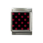 Polka Dots - Burgundy Red on Black Italian Charm (13mm)