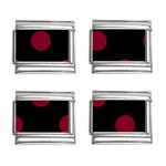 Polka Dots - Burgundy Red on Black 9mm Italian Charm (4 pack)