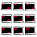 Polka Dots - Burgundy Red on Black 9mm Italian Charm (9 pack)