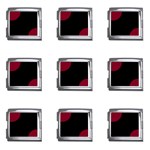 Polka Dots - Burgundy Red on Black Mega Link Italian Charm (9 pack)