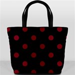 Polka Dots - Burgundy Red on Black Bucket Bag