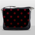 Polka Dots - Burgundy Red on Black Messenger Bag