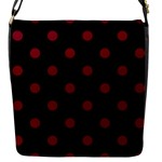 Polka Dots - Burgundy Red on Black Flap Closure Messenger Bag (S)
