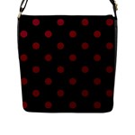 Polka Dots - Burgundy Red on Black Flap Closure Messenger Bag (L)