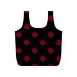 Polka Dots - Burgundy Red on Black Full Print Recycle Bag (S)