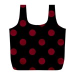 Polka Dots - Burgundy Red on Black Full Print Recycle Bag (L)