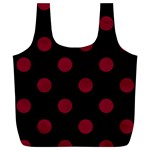 Polka Dots - Burgundy Red on Black Full Print Recycle Bag (XL)
