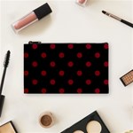 Polka Dots - Burgundy Red on Black Cosmetic Bag (S)
