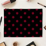 Polka Dots - Burgundy Red on Black Cosmetic Bag (XL)