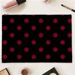 Polka Dots - Burgundy Red on Black Cosmetic Bag (XXL)