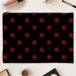 Polka Dots - Burgundy Red on Black Cosmetic Bag (XXXL)