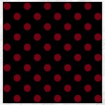 Polka Dots - Burgundy Red on Black Canvas 16  x 16 