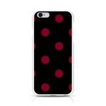 Polka Dots - Burgundy Red on Black Apple iPhone 6/6S Silicone Case (Transparent)