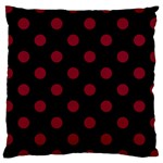 Polka Dots - Burgundy Red on Black Large Cushion Case (One Side)