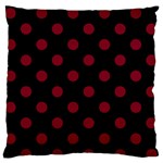 Polka Dots - Burgundy Red on Black Large Flano Cushion Case (Two Sides)