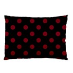 Polka Dots - Burgundy Red on Black Pillow Case (One Side)