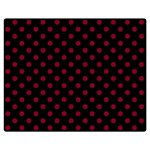 Polka Dots - Burgundy Red on Black Double Sided Flano Blanket (Medium)