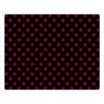 Polka Dots - Burgundy Red on Black Double Sided Flano Blanket (Large)