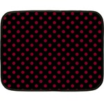 Polka Dots - Burgundy Red on Black Double Sided Fleece Blanket (Mini)