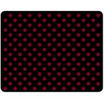 Polka Dots - Burgundy Red on Black Fleece Blanket (Medium) (One Side)