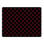 Polka Dots - Burgundy Red on Black Fleece Blanket (Small) (One Side)