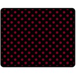 Polka Dots - Burgundy Red on Black Double Sided Fleece Blanket (Medium) (Two Sides)