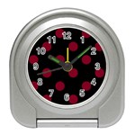 Polka Dots - Burgundy Red on Black Desk Alarm Clock