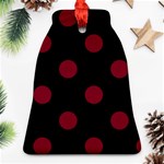 Polka Dots - Burgundy Red on Black Ornament (Bell)