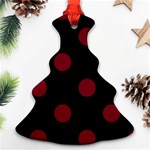 Polka Dots - Burgundy Red on Black Christmas Tree Ornament (Two Sides)
