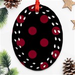 Polka Dots - Burgundy Red on Black Oval Filigree Ornament (Two Sides)