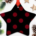 Polka Dots - Burgundy Red on Black Ornament (Star)