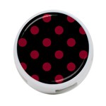 Polka Dots - Burgundy Red on Black 4-Port USB Hub (One Side)