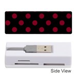 Polka Dots - Burgundy Red on Black Memory Card Reader (Stick)