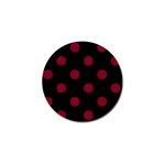 Polka Dots - Burgundy Red on Black Golf Ball Marker (10 pack)