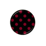 Polka Dots - Burgundy Red on Black Hat Clip Ball Marker (4 pack)