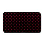 Polka Dots - Burgundy Red on Black Medium Bar Mat