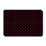 Polka Dots - Burgundy Red on Black Small Doormat