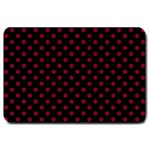 Polka Dots - Burgundy Red on Black Large Doormat