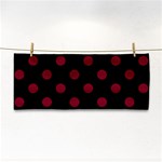 Polka Dots - Burgundy Red on Black Hand Towel