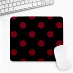 Polka Dots - Burgundy Red on Black Large Mousepad