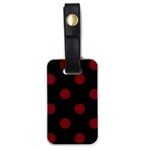 Polka Dots - Burgundy Red on Black Luggage Tag (One Side)